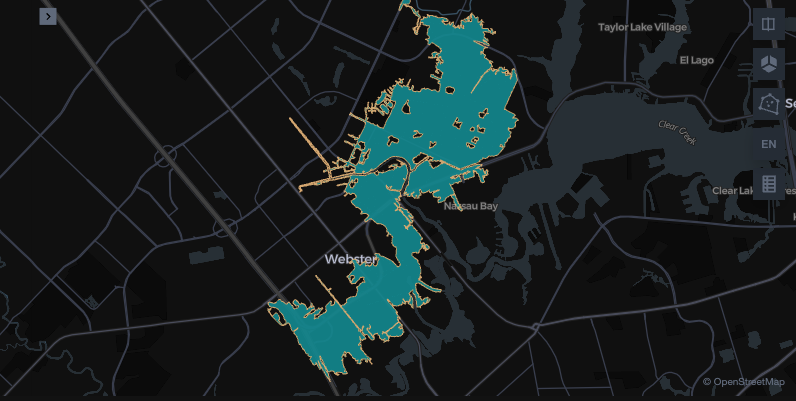 Single FEMA Flood Plain polygon near Houston Texas