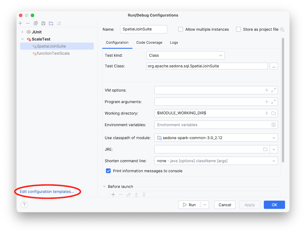 Run/Debug Configurations click Edit configuration templates